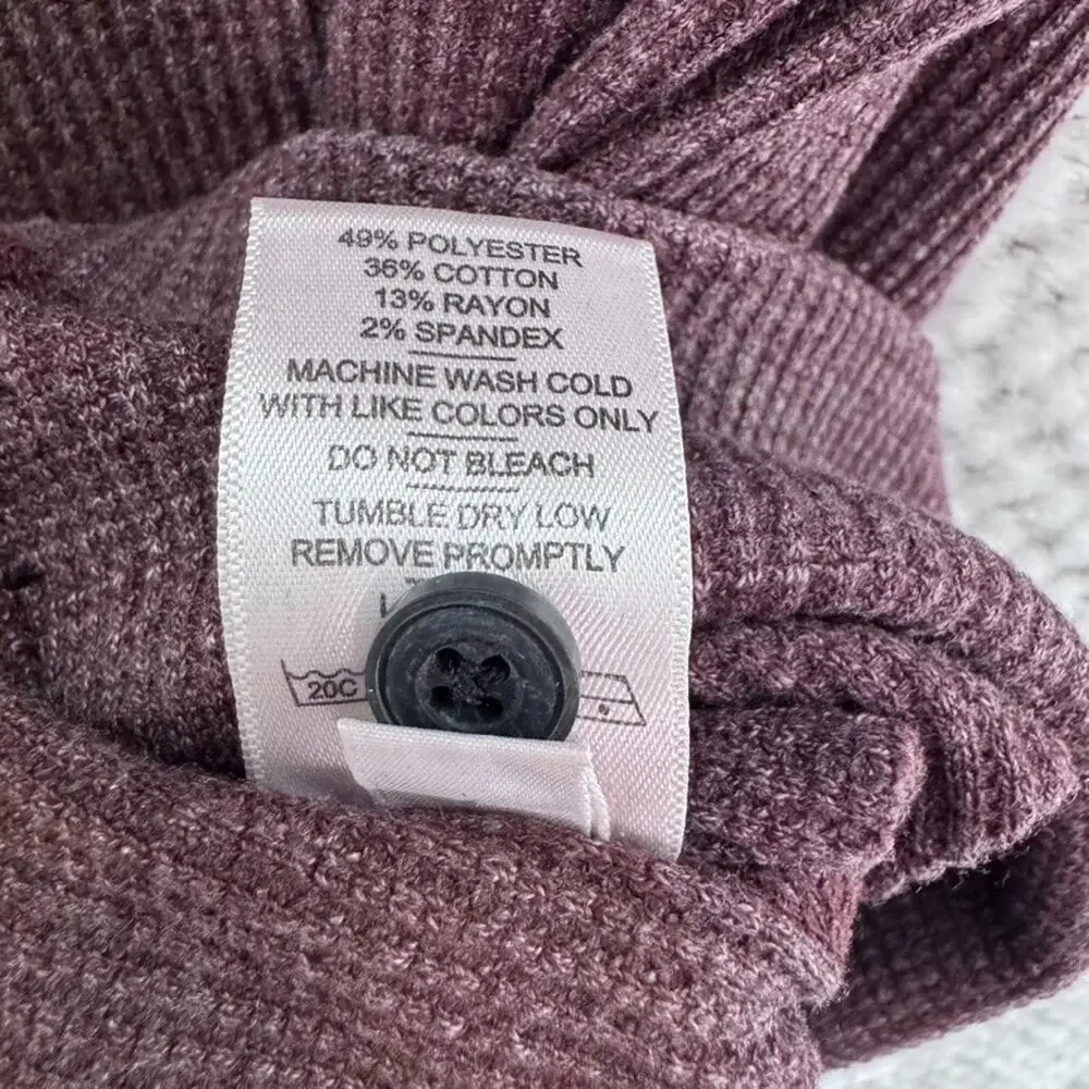 American Giant Thermal Henley Sweater Mens S Burgundy Rib Knit Top Crew Neck USA